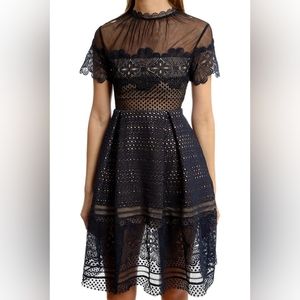Felicia Embroidered Sheer Lace Dress